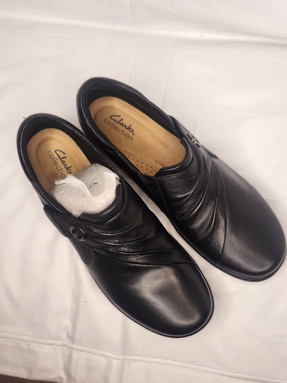 Clarks Black Leather Slip-On Dress Loafers